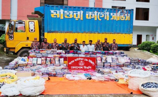 বেনাপোলে বিপুল পরিমাণ ভারতীয় সামগ্রীসহ একটি কাভার্ড ভ্যান জব্দ, আটক ২